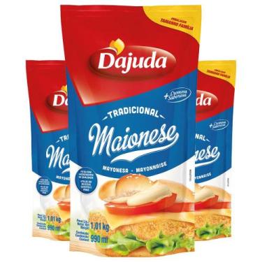 Imagem de 3Un Maionese DAjuda 1Kg Para Hamburguer Hot Dog Lanches Petiscos Pasté