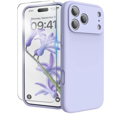 Imagem de INGIDO Capa para iPhone 17 Series, capa de silicone líquido com proteção para câmera, forro de microfibra macio, antiarranhões, capa protetora à prova de choque (lilás, iPhone 17 Pro)