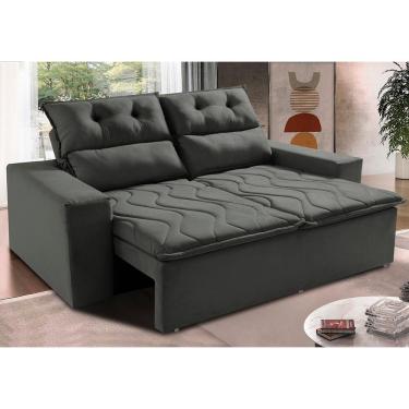 Imagem de Sofá 3 Lugares Retrátil e Reclinável 1,80m Cama inBox Smal. com bordado pantográfico Suede