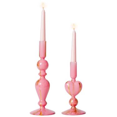 Imagem de Porta-latas de vidro rosa para Dia dos Namorados