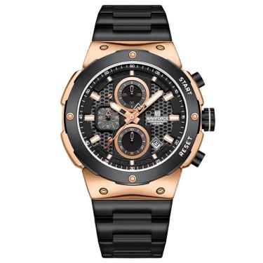 Imagem de Relógio De Quartzo Esportivo Militar Em Aço Inoxidável À Prova Da Água Impermeavel Preto Rose