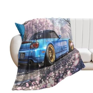 Imagem de HouLaiZhe Cobertor super macio de flanela flor de cerejeira JDM S2000 Cobertores leves de resfriamento para sofá-cama, cadeira, sofá, carro, viagens ao ar livre, leve, quente, 127 x 152 cm