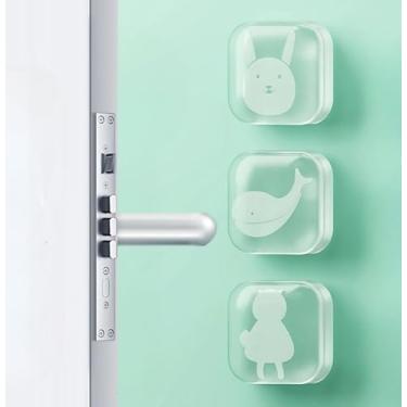 Imagem de Batente de porta para protetor de parede, protetor de parede, protetor de para-choques de maçanetas, transparente, fofo, lavável, reutilizável, autoadesivo