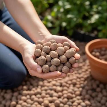 Imagem de Argila Expandida para Jardinagem, Drenagem, Decoração ou Construção Ci