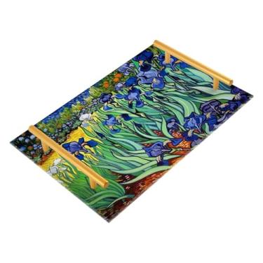 Imagem de Wassud Iris Painting Bandeja de banheiro com alças organizador de perfume de joias de acrílico para banheiro, quarto, cozinha, balcão de 30 x 20 cm
