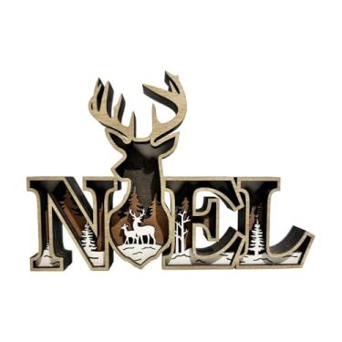 Imagem de CarpNettore Placa de Natal em Madeira Entalhada - Enfeite de Mesa Natalino - Ideal para Festas, Mesa de Trabalho, Lareira, Quarto e Escrivaninha