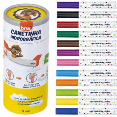 Imagem de Canetinha Hidrográfica Ultra Lavável Tubo Com 12 Cores Brw
