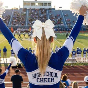 Imagem de 2 peças de 17,78 cm com glitter branco laço de cabelo para rabo de cavalo faixa elástica feita à mão para meninas adolescentes de torcida esportes universitários