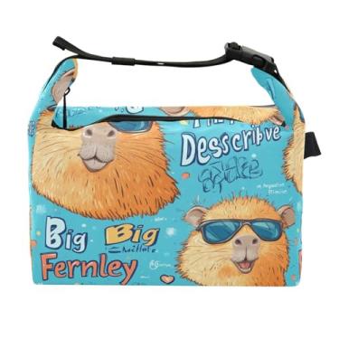 Imagem de STAYTOP Lancheira fofa capivara com fivela de alça, lancheira isolada para meninos e meninas, lancheira térmica para trabalho escolar