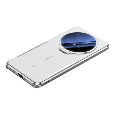Imagem de LYJSMGZ Capa à prova de choque para Huawei Honor Magic 8 Pro/Magic 8, capa de suporte de anel de lente de metal fina respirável fosco anti-impressão digital, branca, Majic 8