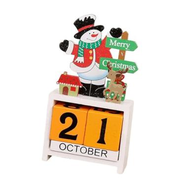 Imagem de Esquirla Calendário de mesa de madeira com contagem regressiva para o Natal, com blocos numéricos, ideal para decoração de mesa em festas e, Style a