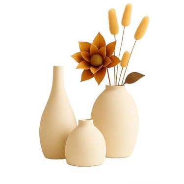 Imagem de Trio de Vasos Decorativos em Cerâmica Fosca Minimalista 5 Modelos Modernos Sala de Estar Trio Bojudo(TRIO BOJUDO)