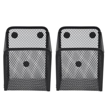 Imagem de Suporte magnético para caneta, forte, durável, organizador de malha para geladeira, quadro branco, escritório, escola, casa, metal, preto, 12x9.5x7cm, 2 pacotes (2 pacotes)
