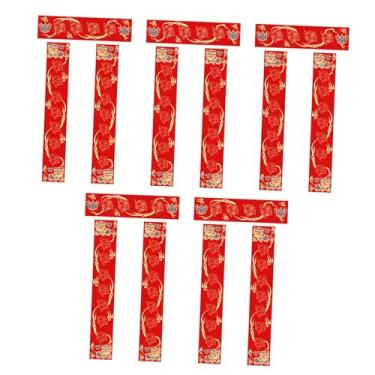 Imagem de KiBcsLic Conjunto de 5 pares de papel em branco para caligrafia DIY, Chun Lian 2026, Ano Chinês, Suprimentos para Caligrafia Xuan Vermelha para Celebração, Style F