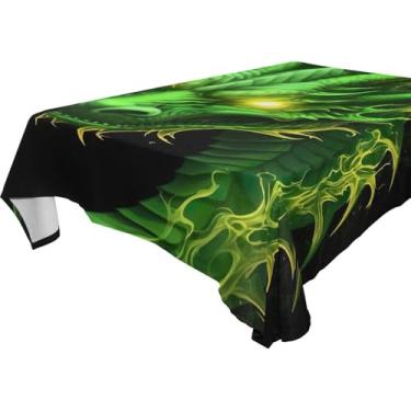 Imagem de YETTASBIN Toalha de mesa quadrada de dragão, à prova d'água, resistente a manchas, lavável, de poliéster, para piquenique, jantar, férias, cozinha, festa, decoração, 137 x 137 cm