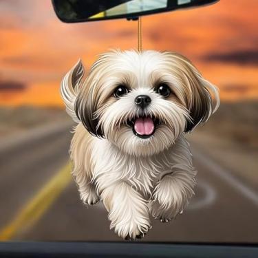 Imagem de Enfeite de cachorro Shih Tzu em acrílico – decoração fofa e animada para pendurar com corda para espelho de carro, casa e árvore de Natal (1 peça)/GJ-38