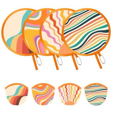 Imagem de Hagsfire Ventoinhas de mão redondas dobráveis, ventiladores portáteis estilo refrescantes, dobráveis japoneses redondos, portáteis para viagens internas e externas, eventos, festivais, decoração de