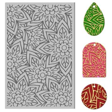 Imagem de 1 tapete de textura de borracha, almofada de estampa de lótus, kit de fabricação de joias, ferramentas criativas de artesanato para máquinas de gravação de carimbos, artesanato DIY, 10 x 6,5 x 0,3 cm