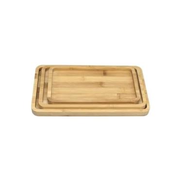 Imagem de Jogo 3 Bandejas Retangulares de Madeira MDF, Organizadoras com Bordas Elevadas, 20x30cm, 25x35cm, 30x40cm, Multiuso para Cozinha, Banheiro, Escritório