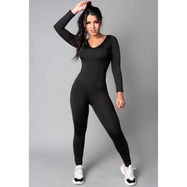 Imagem de Macacão Longo Feminino 3/4 Costa Fechada Fitness Suplex Academia Mvb Modas-Feminino