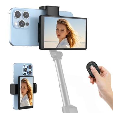 Imagem de APEKX Monitor Magnético Para Selfies Phone Vlog De 5" Com Suporte Para Clipe, Câmera Traseira Para Iphone E Android, Transmissão Ao Vivo De Baixa Latência E Criação De Conteúdo Para Tiktok E Youtub