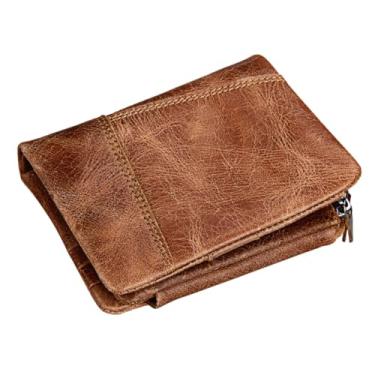 Imagem de Carteira masculina moderna com três dobras, couro bovino com bloqueio de RFID, porta-moedas, marrom, curta, carteira para uso comercial