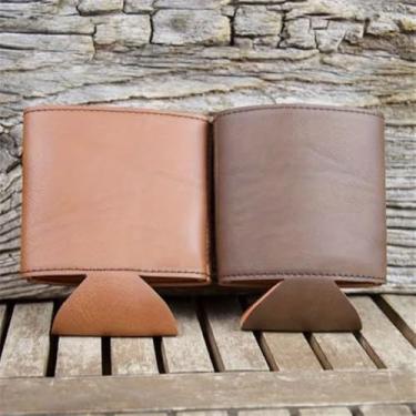 Imagem de 3 peças, capa de couro para garrafa de cerveja, isolamento vintage, capa de copo de lata, presente de casamento, garrafa de cola, capa de couro (marrom)