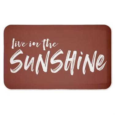 Imagem de Tapete antifadiga Live In The Sunshine, tapete ergonômico acolchoado para cozinha e pé com suporte antiderrapante, tapete confortável ecológico, design por letras e forrado, 76 cm x 45 cm