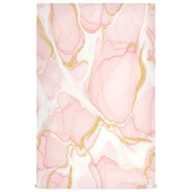 Imagem de Joisal Toalha de mão de chá rosa e branco com veias de ouro bonito toalhas de prato decorativas para cozinha panos de prato macios absorventes 45 x 71 cm, 4 pacotes com 4