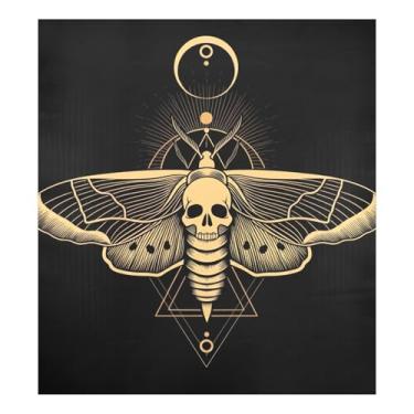 Imagem de Capa de ímã de geladeira preta de caveira de mariposa, para arruelas de metal, decalque de painel de ímã de geladeira 58 cm L x 66 cm A