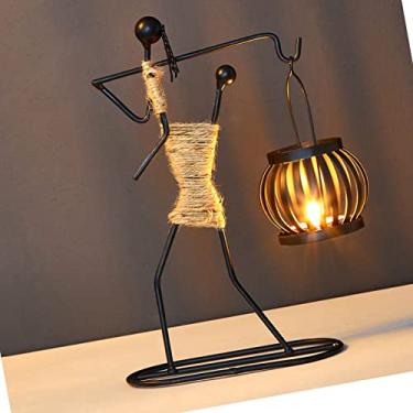 Imagem de Generic Candelabro Artístico de Corda de Cânhamo Em Forma única de Ferro Forjado para Decoração de Bar e Mesa de Sala de Jantar (Tipo C)