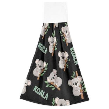 Imagem de Toalhas de mão fofas de animais coalas com laço para pendurar toalhas de chá de forno conjunto de 2 toalhas de cozinha e casa fofas ultra absorventes, 46 x 35 cm