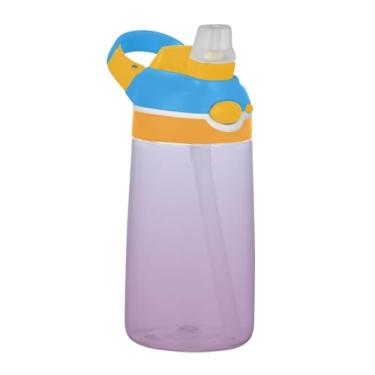 Imagem de Garrafa de água infantil portátil de 473 ml Tritan Sports com canudo reutilizável à prova de vazamento, alça de transporte, elegante gradiente de ameixa azul