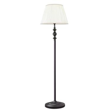 Imagem de Luminária de chão moderna e minimalista com revestimento em tecido e formato de chifre, em metal polido, ideal para leitura em cantos e como luminária de chão decorativa para interiores. Per
