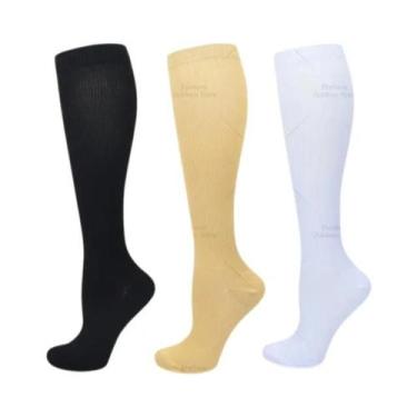 Imagem de Meias De Compressão Unissex 15-20 mmHg Até O Joelho, 3 Pares Para Cicl