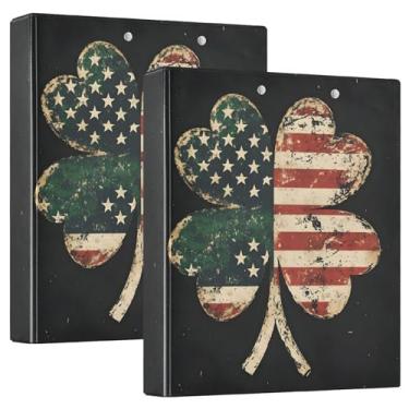 Imagem de Fichário personalizado de trevo da sorte do dia de São Patrício com três anéis de 3 cm, 200 folhas, caderno, fofo, redondo, fichário, 31,5 x 27 x 6 cm, pacote com 2