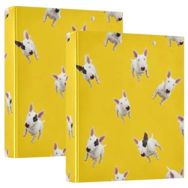 Imagem de Bull Terrier Dogs Amarelos 3 Fichários de 3 Anéis, 200 Folhas, Portfólio Floral, Redondo, Fichário, 31,5 x 27 x 6 cm, 1 Pacote