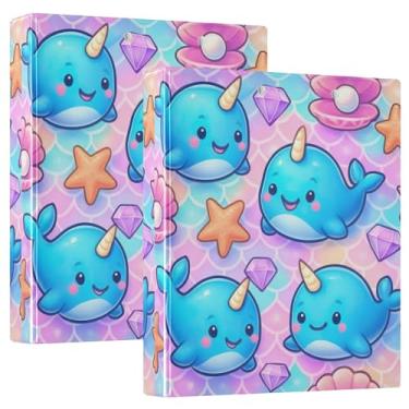 Imagem de Fichários de narvais de diamante coloridos personalizados de 3,8 cm, 3 anéis, comporta 200 folhas, pastas, pastas, anel redondo, fichário de receitas, 31,5 x 27 x 6 cm, pacote com 2