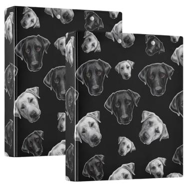 Imagem de Fichários personalizados para cães Retriever preto e branco, 3 polegadas, comporta 200 folhas, portfólio, anel redondo, 31,5 x 27 x 6 cm, 1 pacote