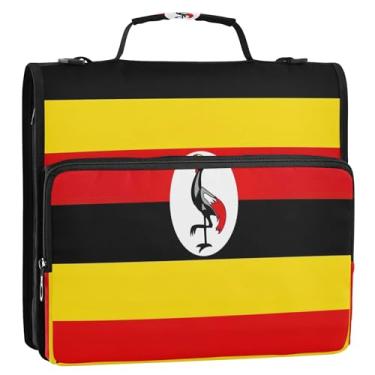 Imagem de Fichário com zíper isolado com bandeira de Uganda, fichários resistentes, fichário com zíper com 3 anéis