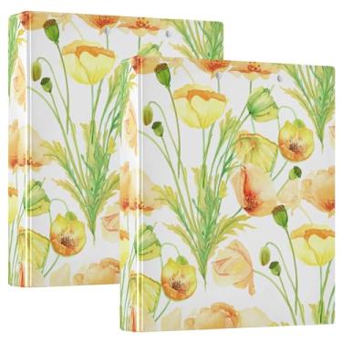 Imagem de Fichários florais de flores de papoula em aquarela personalizados com três anéis de 3 cm, 200 folhas, caderno, fichário, 31,5 x 27 x 6 cm, 1 pacote