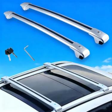 Imagem de 2 peças adequadas para Toyota Land Cruiser LC300 J300 2021-2023 barras transversais de liga de alumínio prata