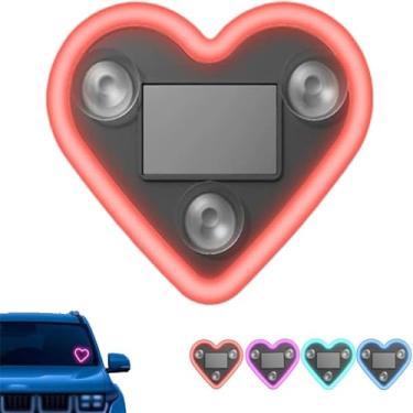 Imagem de Luz neon LED em forma de coração movida a energia solar para decoração de carros e ambientes externos - IP65 à prova d'água, vários modos, ambiente romântico para casais. (vermelho, 1 peça)