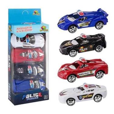 Imagem de Carrinho Policia Friccao mini 4UN - Carrinhos Polícia Blister com 4 - 