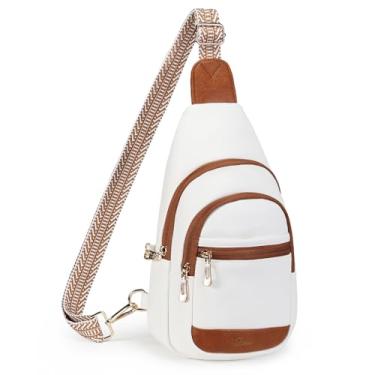 Imagem de BIAVOI Bolsa tiracolo para viagem feminina, antifurto, bloqueio RFID, bolsa de peito, pequena bolsa de couro vegano para uso casual, Marrom bege, 17.5 x 8 x 30.5 cm (7 x 3.2 x 12 inches), Transversal