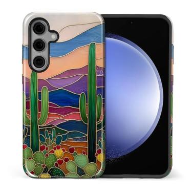 Imagem de Zhhoya Capa para Samsung Galaxy S25, capa de telefone com estampa de cacto à prova de choque híbrida de 2 camadas de proteção rígida para meninas, mulheres, meninos e homens