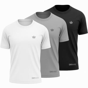 Imagem de Kit 3 Camisetas Dry Masculina Treino Academia Corrida Ciclismo Beach Tenis UV Rei do Esporte-Masculino