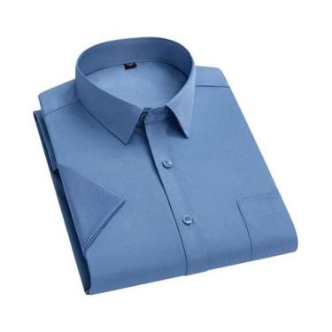 Imagem de Camisa Branca Masculina Slim Fit Antirrugas De Manga Curta S-7XL Blusa