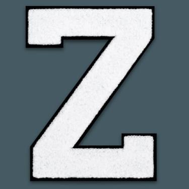 Imagem de QianSiLi Remendos de letras universitárias de chenille branco de 15 cm, letras grandes para jaquetas Letterman, moletons com capuz, mochilas, coletes, roupas, adesivos individuais da letra Z