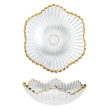 Imagem de fruteira cesta Tigela de frutas doméstica, vidro transparente, prato de frutas, mesa de café, lanche de doces, sobremesa de grande capacidade bancada